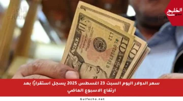سعر الدولار اليوم السبت 23 أغسطس 2025 يسجل استقرارًا بعد ارتفاع الأسبوع الماضي